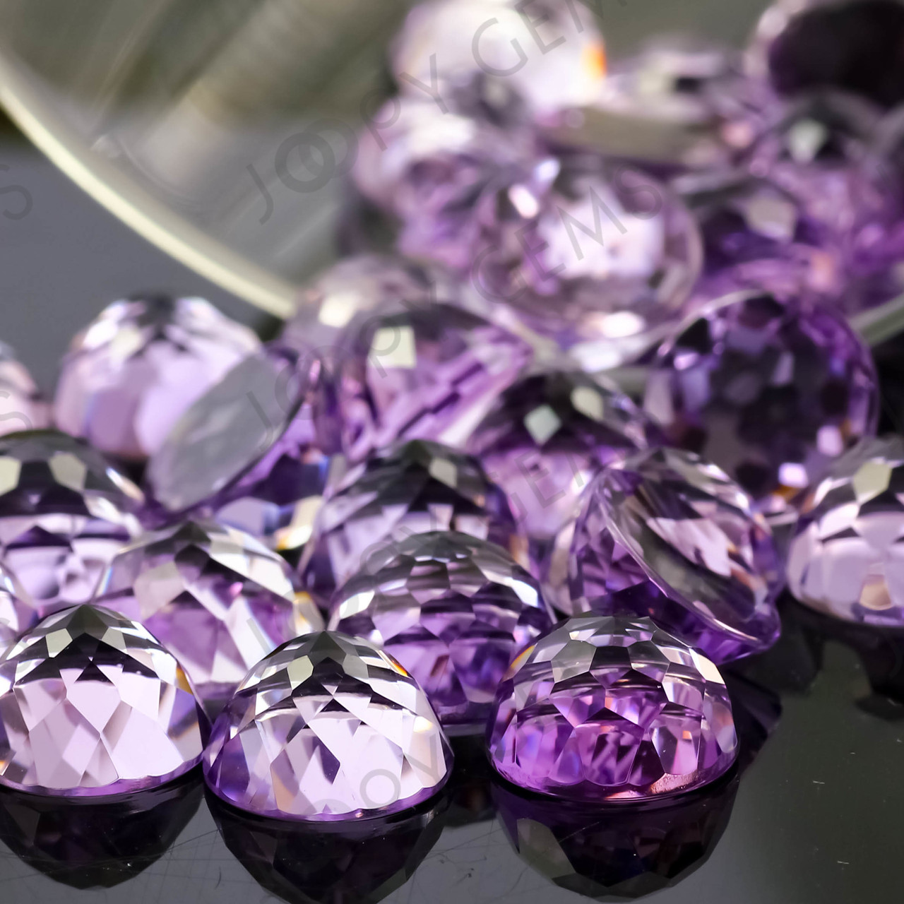 Pink Amethyst Rose Cut Cabochon 10mm Round