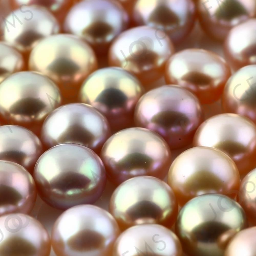 Purple Freshwater Cultured Pearls Half-Drilled Button 6-6.5mm