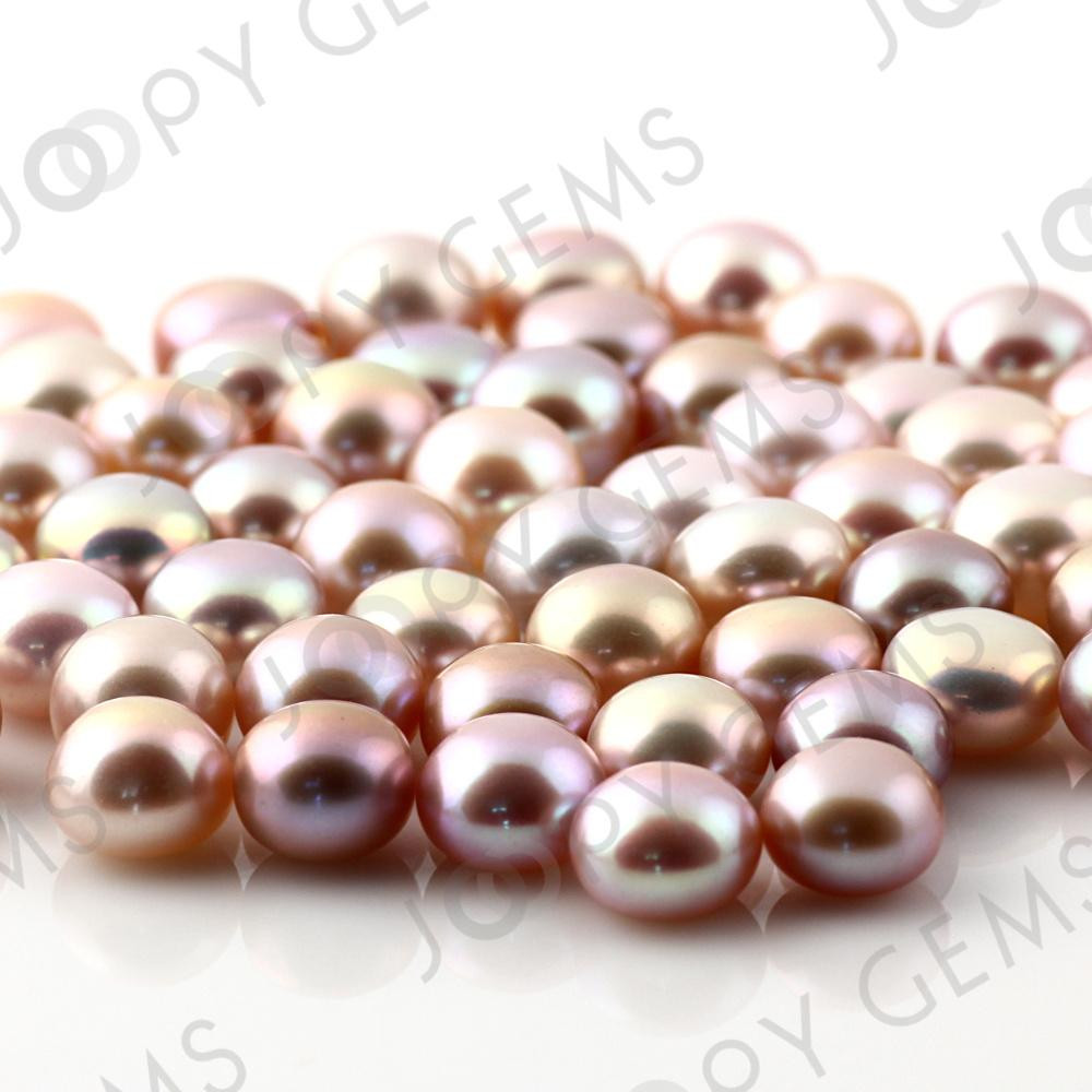 Purple Freshwater Cultured Pearls Half-Drilled Button 7.5-8mm