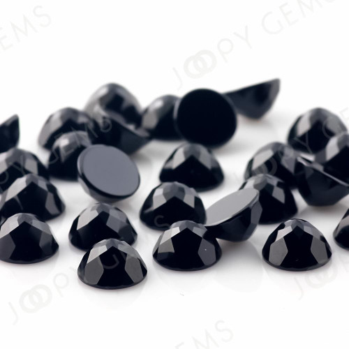 Joopy Gems Black Spinel Rose Cut Cabochon 8mm Round