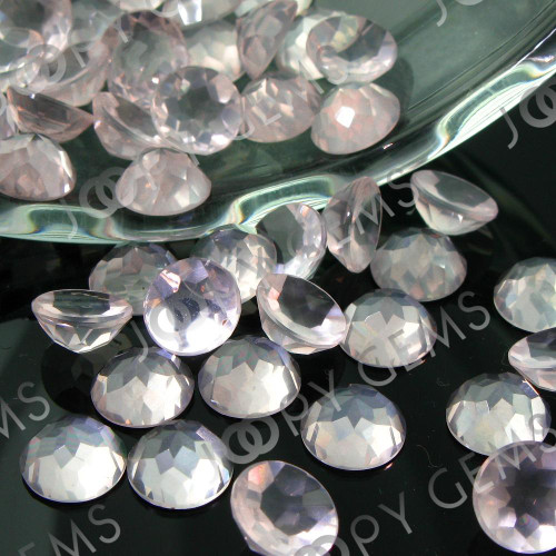 Joopy Gems Rose Quartz Rose Cut Cabochon 8mm Round