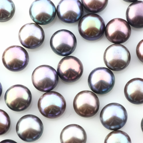 Joopy Gems Cultured Freshwater Peacock Pearls Half-Drilled Button 8-8.5mm
