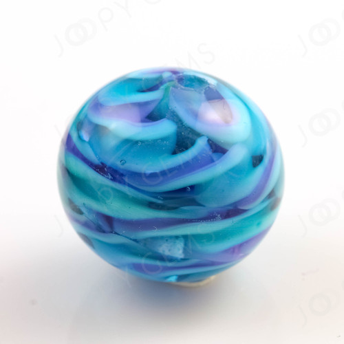 Joopy Gems "Marble" Teal and Purple Handmade Glass Focal Bead, 18mm