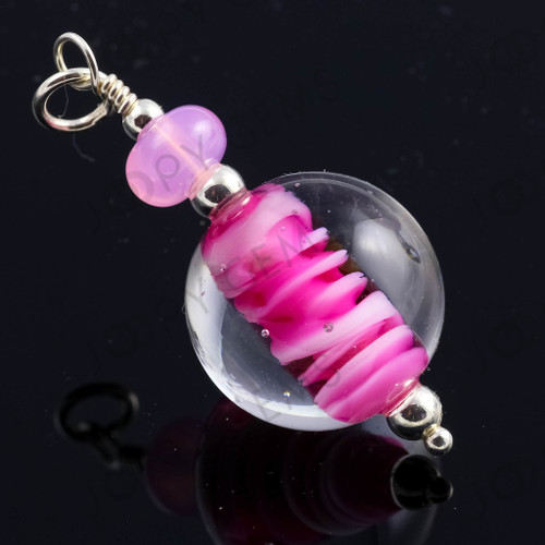 Joopy Gems "Marble" Pink and White Handmade Glass Focal Bead, 18mm