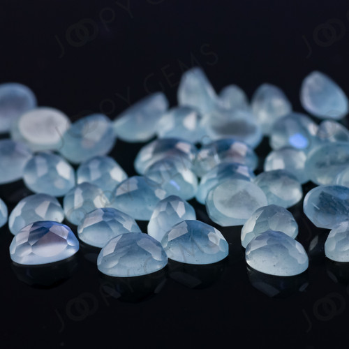 Joopy Gems Aquamarine (milky) Rose Cut Cabochon 6x4mm Oval