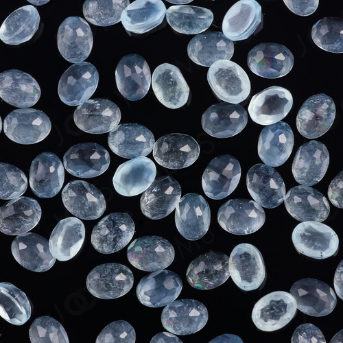 Joopy Gems Aquamarine (milky) Rose Cut Cabochon 3x4mm Oval