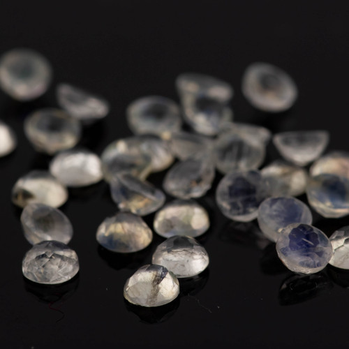 SALE914 Rainbow Moonstone Rose Cut Cabochon 3mm Round - lot of 20 stones