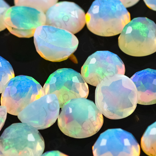 Joopy Gems White Opal Rose Cut Cabochon 5mm Round