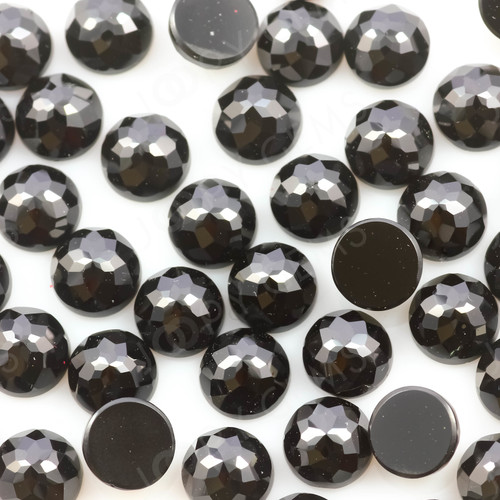 Joopy Gems Black Spinel Rose Cut Cabochon 5mm Round