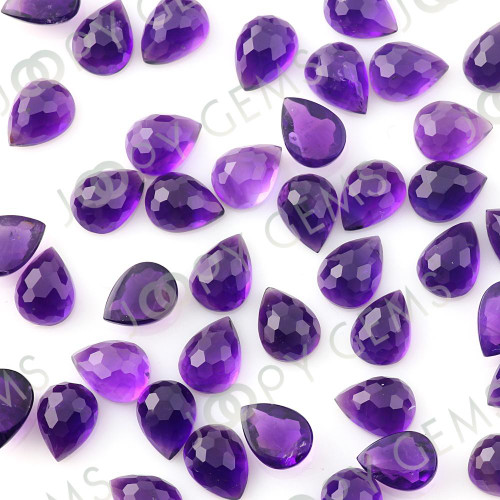 Joopy Gems Amethyst (African) Rose Cut Pear Cabochon 8x6mm FLAT BACK