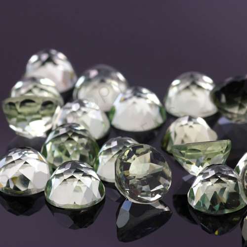 Joopy Gems Prasiolite (Green Amethyst) Rose Cut Cabochon 10mm Round