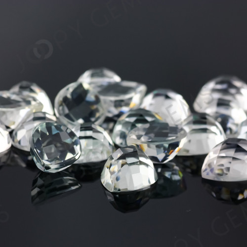 Joopy Gems SALE 532 White Topaz Checker 10x12mm Pear - per lot of 2 stones