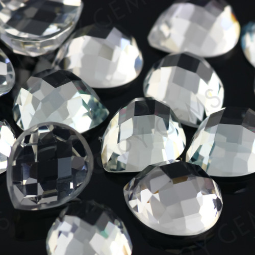 Joopy Gems SALE 532 White Topaz Checker 10x12mm Pear - per lot of 2 stones