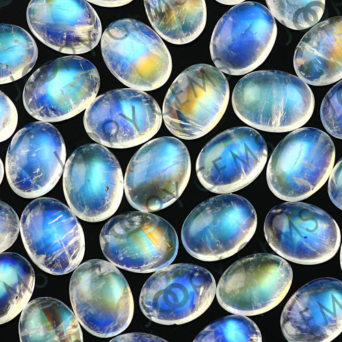 Joopy Gems Rainbow Moonstone Cabochon 8x6mm Oval - AA grade