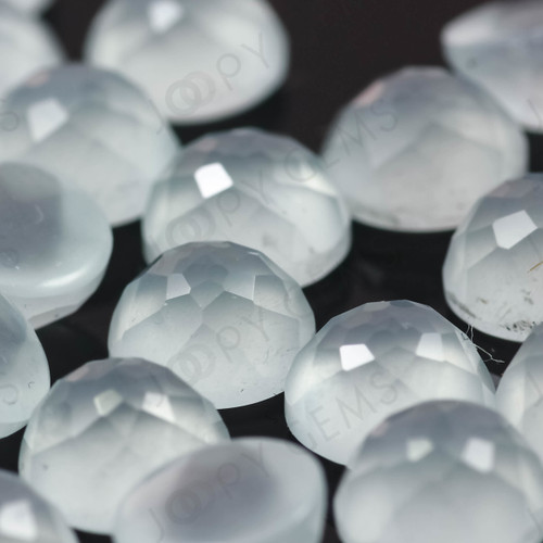 Joopy Gems Aquamarine (milky) Rose Cut Cabochon 6mm Round - Light