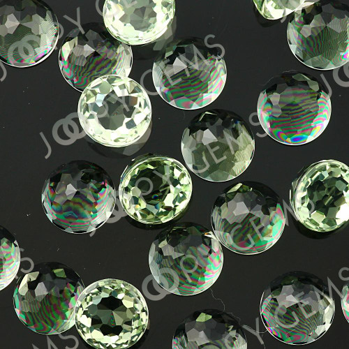 Joopy Gems Prasiolite (Green Amethyst) Rose Cut Cabochon 8mm Round