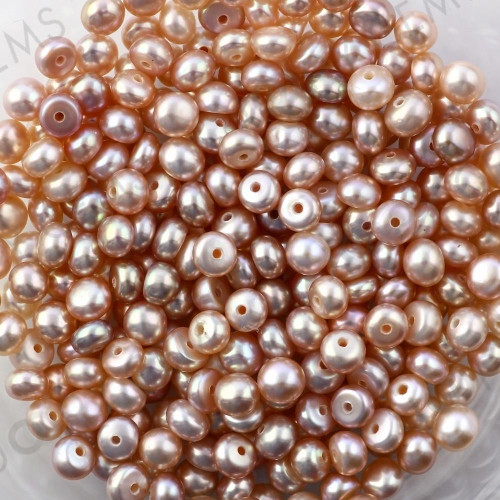 Joopy Gems Purple Freshwater Cultured Pearls Half-Drilled Button 4-5mm