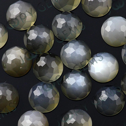 Joopy Gems Grey Moonstone Rose Cut Cabochon 8mm Round