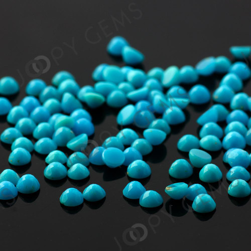 Joopy Gems Turquoise Rose Cut Cabochon 3mm Round