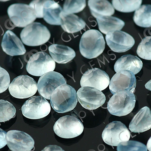 Joopy Gems Aquamarine (milky) Rose Cut Cabochon 3mm Round