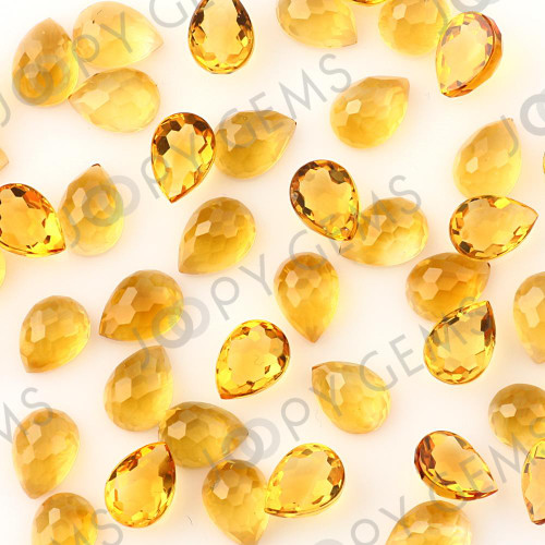 Joopy Gems Citrine Rose Cut Pear Cabochon 7x5mm FLAT BACK