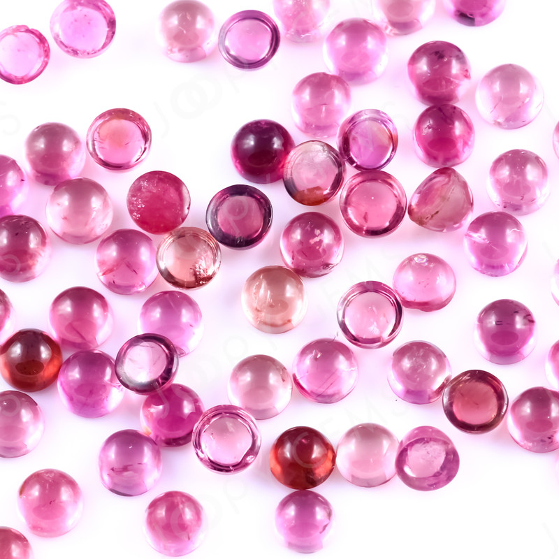 Joopy Gems Dark Orange-Pink Tourmaline Cabochon 3mm Round