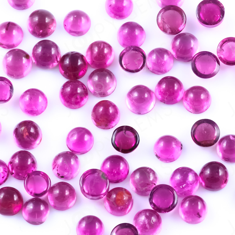 Joopy Gems Dark Pink Tourmaline Cabochon 3mm Round