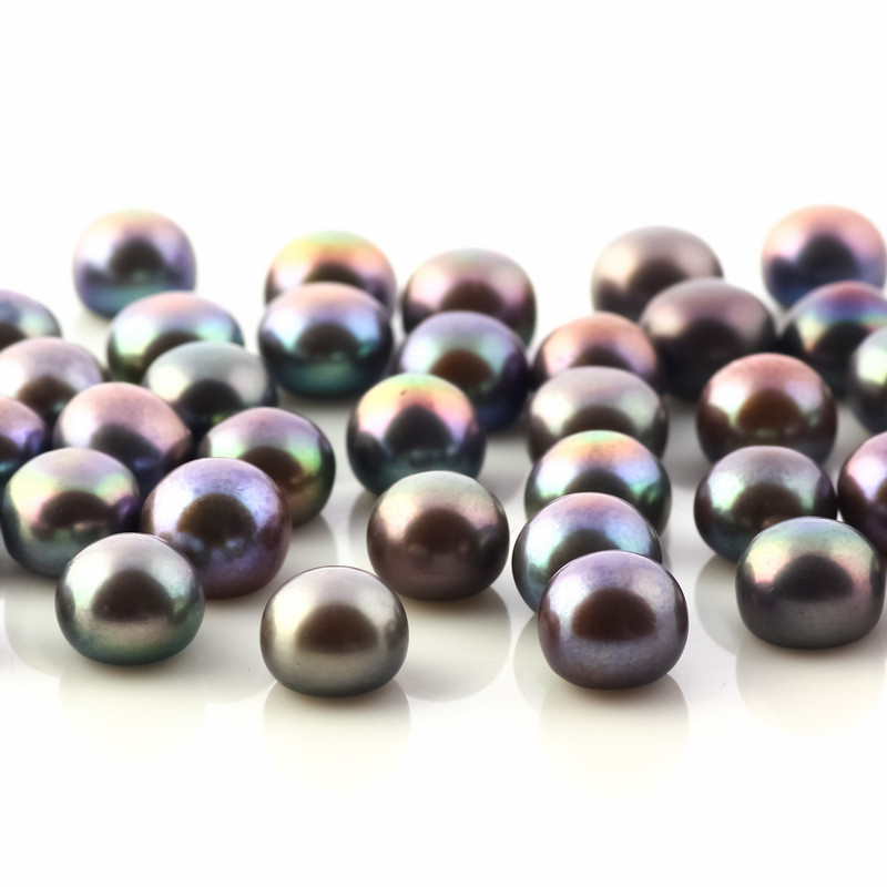 White Cultured Freshwater Pearls Half-Drilled Button 3-4mm