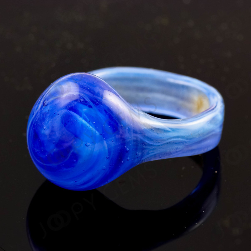 Joopy Gems Blue Swirled Handmade Glass Ring, Size 8 1/2