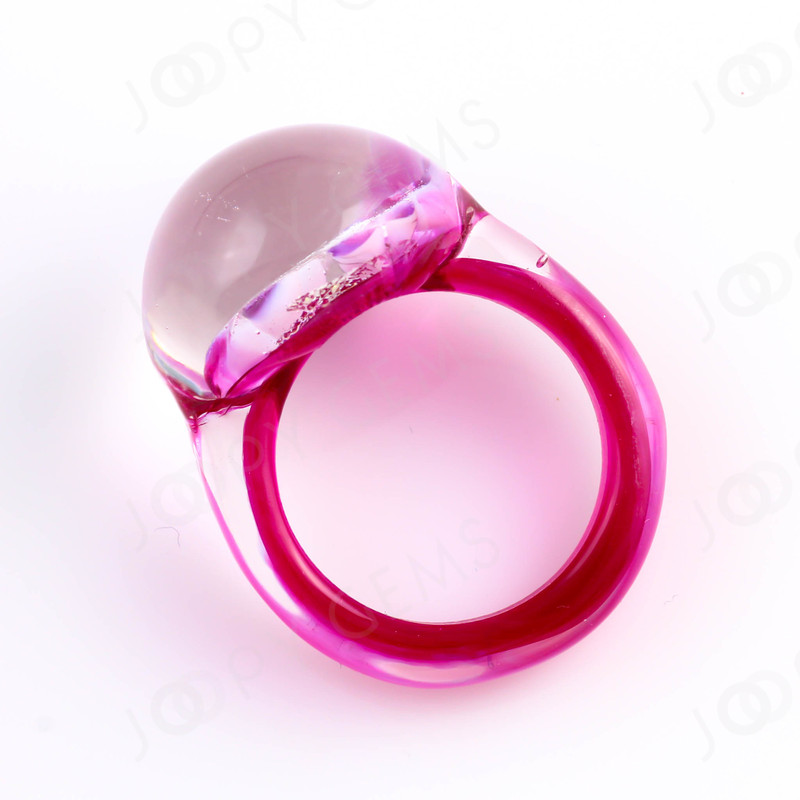 Joopy Gems Pink Flower Paperweight Ring, Size 7 3/4