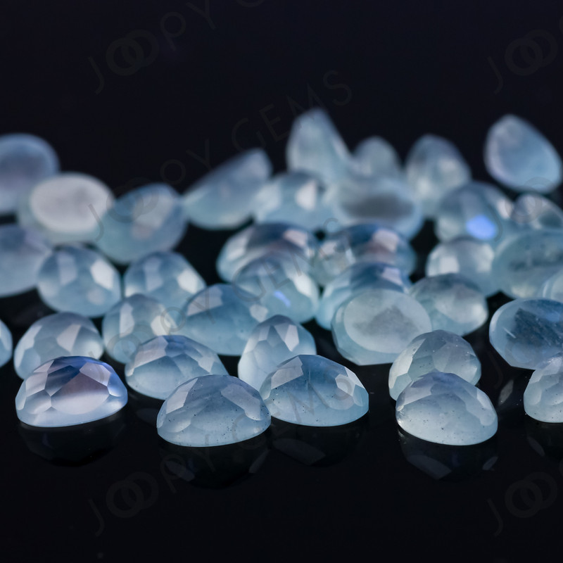 Joopy Gems Aquamarine (milky) Rose Cut Cabochon 6x4mm Oval