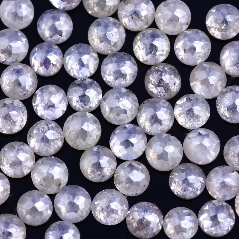 Joopy Gems Grey Diamond Rose Cut Cabochon 2mm Round
