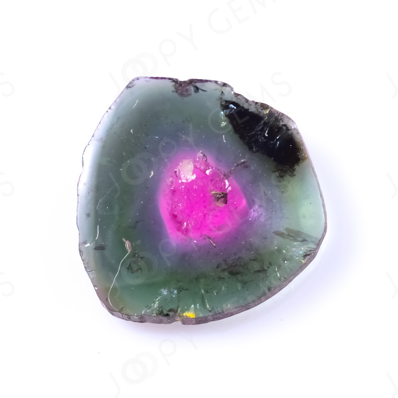 Joopy Gems Watermelon Tourmaline slice, 2.02 carats, 9.4x9.6x2.2mm, SLFRTOU78