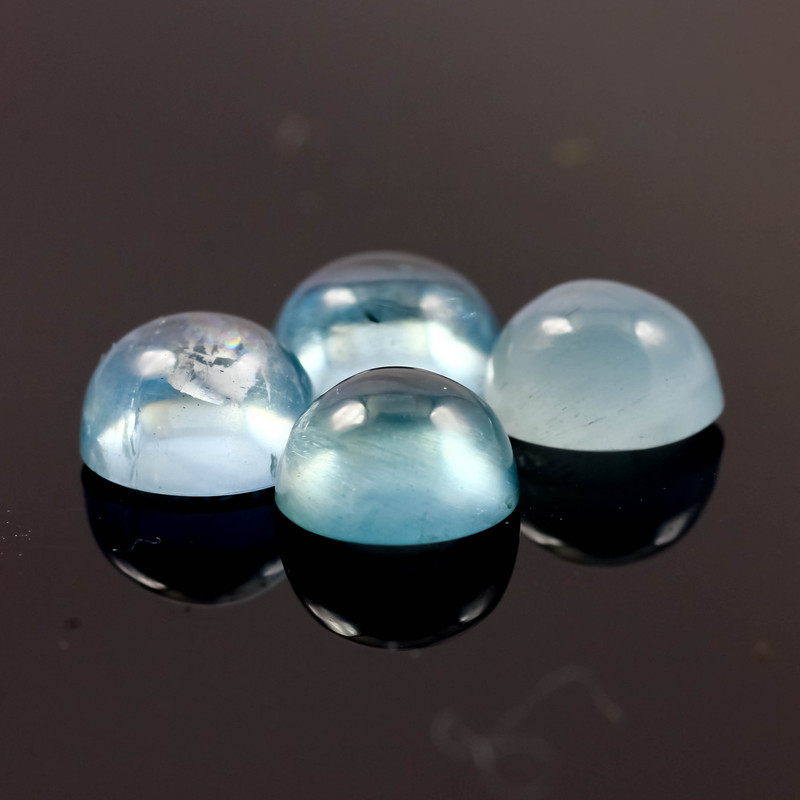 Joopy Gems SALE792 Aquamarine Cabochon 5mm Round  lot of 4 stones