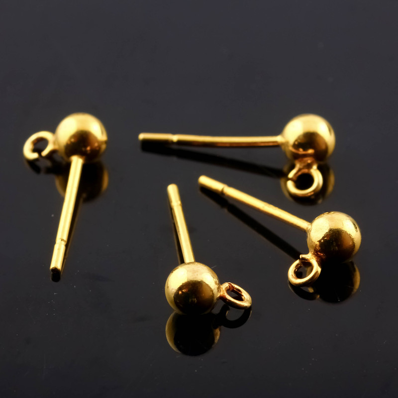 SALE945 Gold filled sterling silver ball stud earrings, 2 pairs  4mm