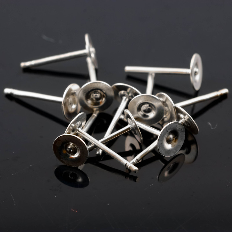 SALE949 Sterling silver peg and flat disc,  6 pairs per pack  5mm