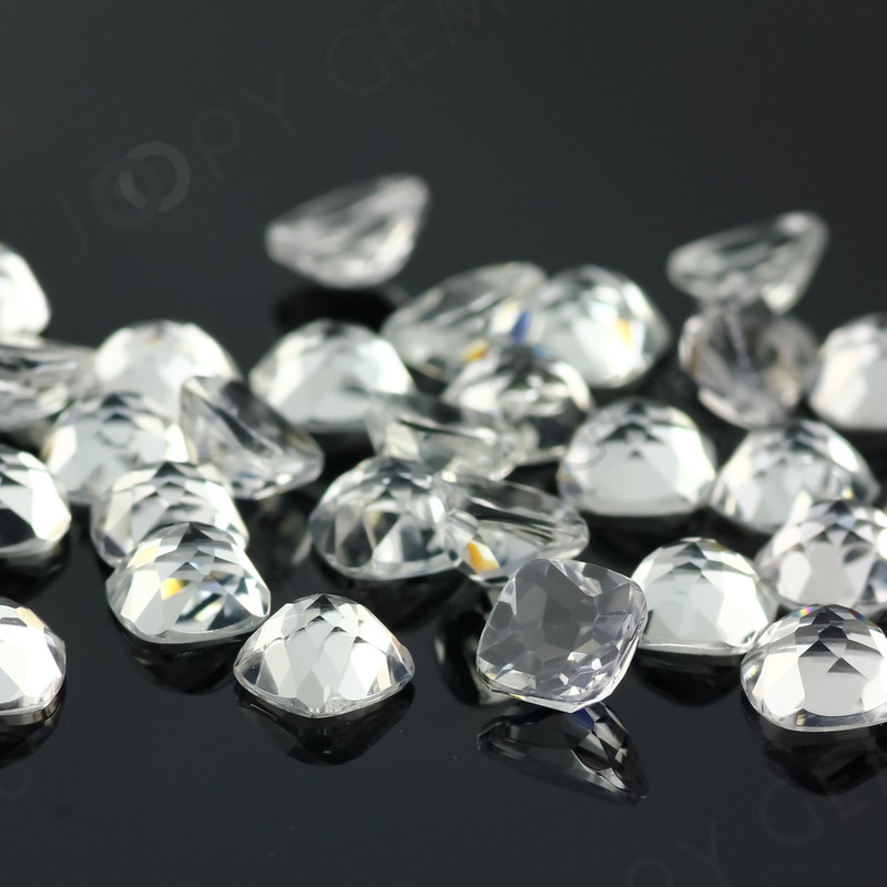 Joopy Gems White Topaz Rose Cut Cabochon 6mm Square Cushion