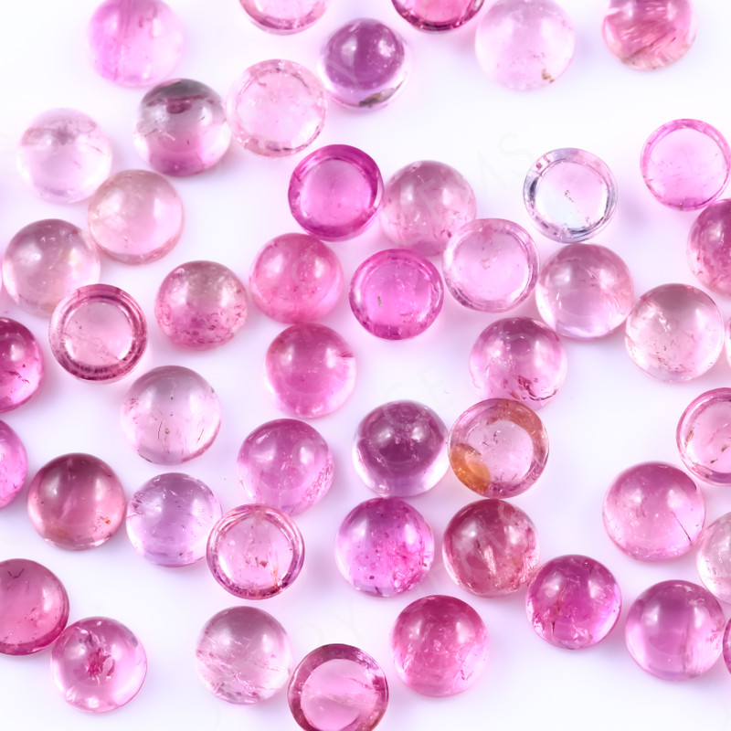 Joopy Gems Light Pink Tourmaline Cabochon 4mm Round