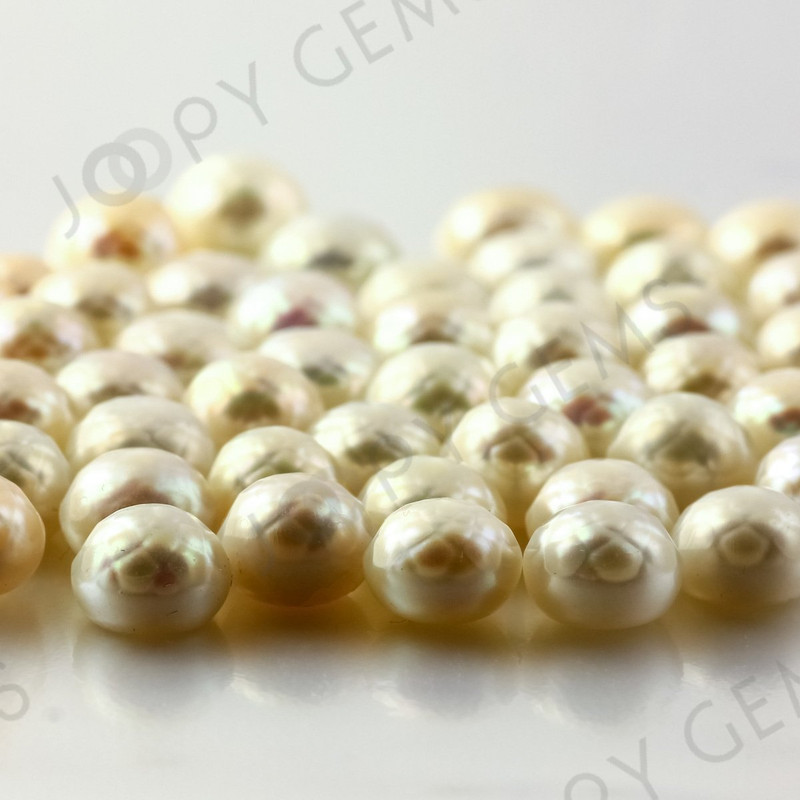 White Cultured Freshwater Pearls Half-Drilled Button 3-4mm - Joopy Gems