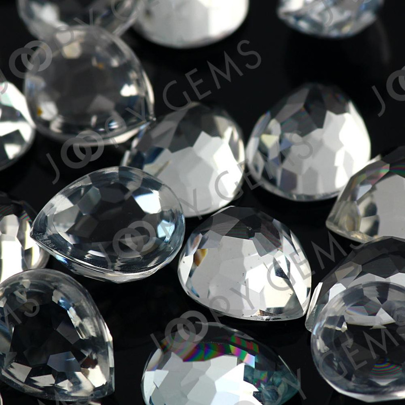 Joopy Gems SALE White Topaz Rose Cut Cabochon 10x8mm Pear - per stone
