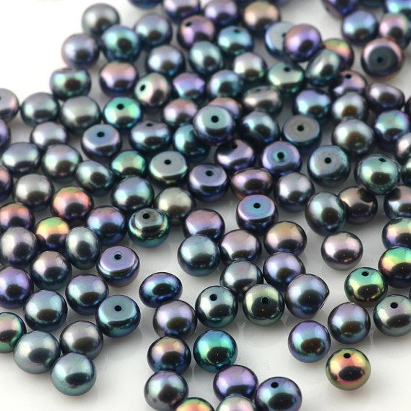 Joopy Gems Cultured Freshwater Peacock Pearls Half-Drilled button 6-6.5mm