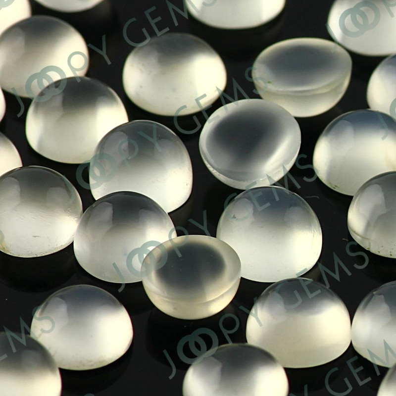 Joopy Gems White Moonstone Cabochon 6mm Round
