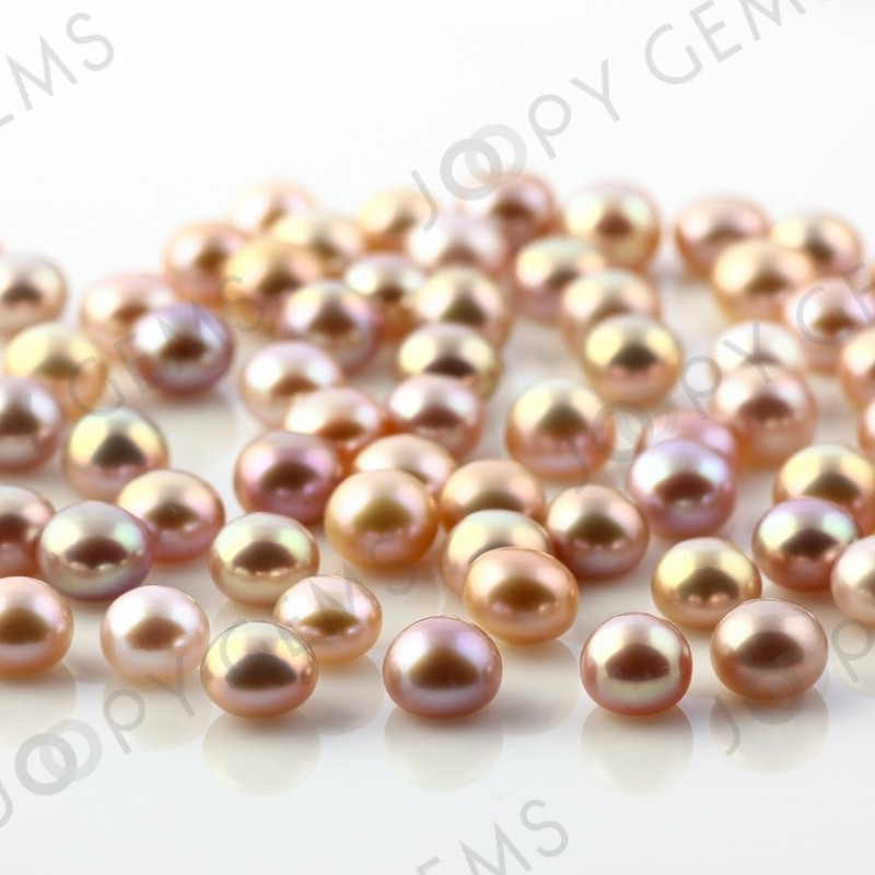 Purple Freshwater Cultured Pearls Half-Drilled Button 6-6.5mm