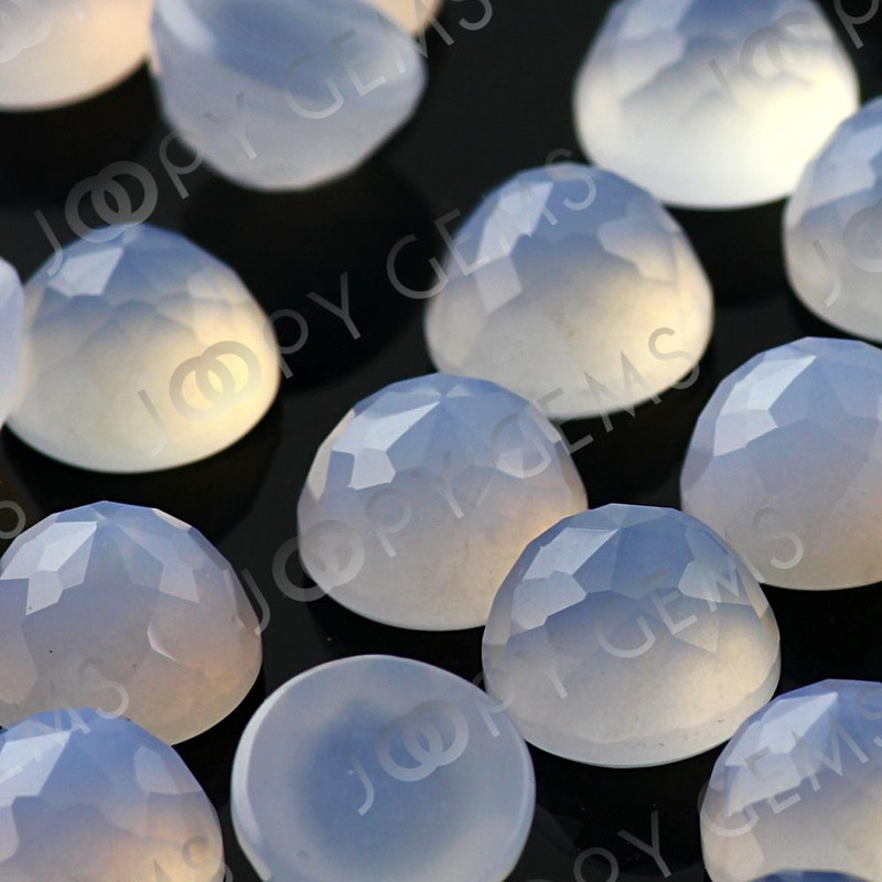 Joopy Gems Blue Chalcedony Rose Cut Cabochon 8mm Round