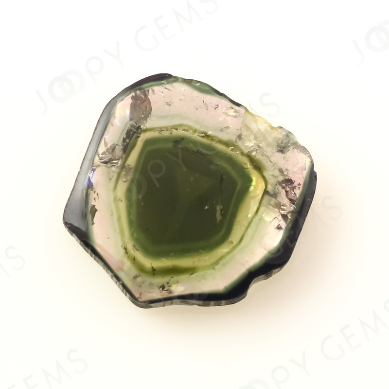 Joopy Gems Watermelon Tourmaline slice, 1.755 carats, 9.6x9.3x2.3mm, SLFRTOU57
