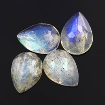 Joopy Gems SALE 607 Labradorite Rose Cut 8x6mm Pear, lot of 4 stones,