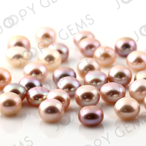Purple Freshwater Cultured Pearls Half-Drilled Button 7.5-8mm