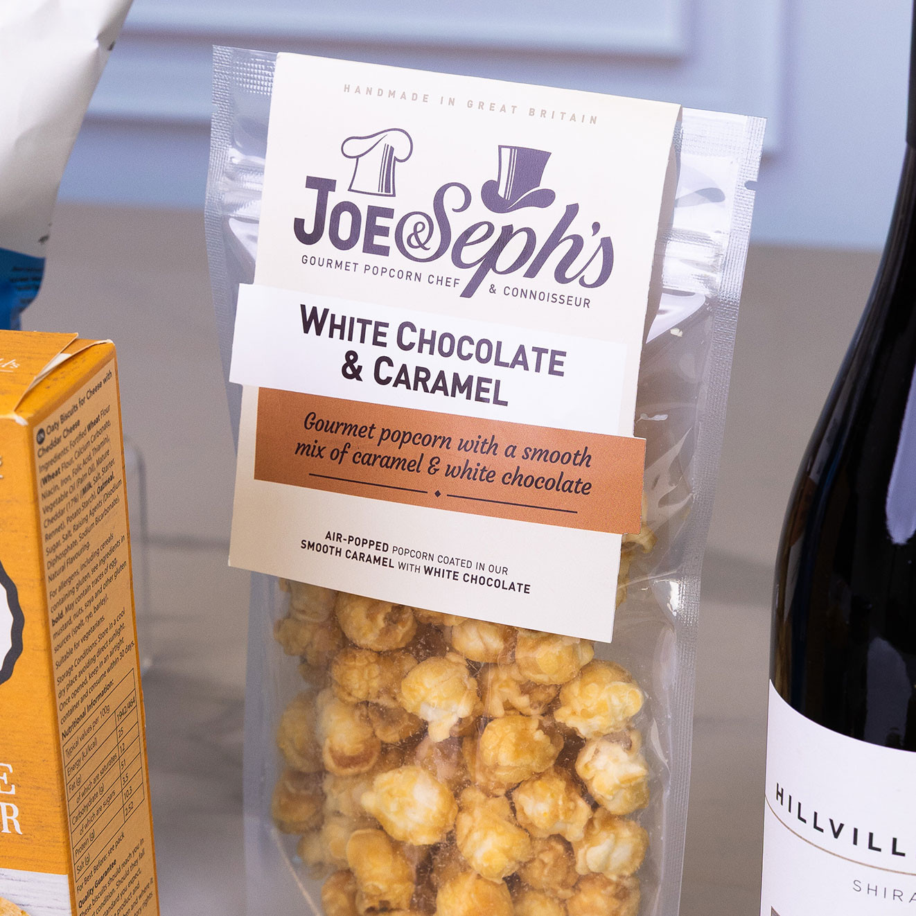 Bag of Joe & Seph's White Chocolate & Caramel gourmet popcorn