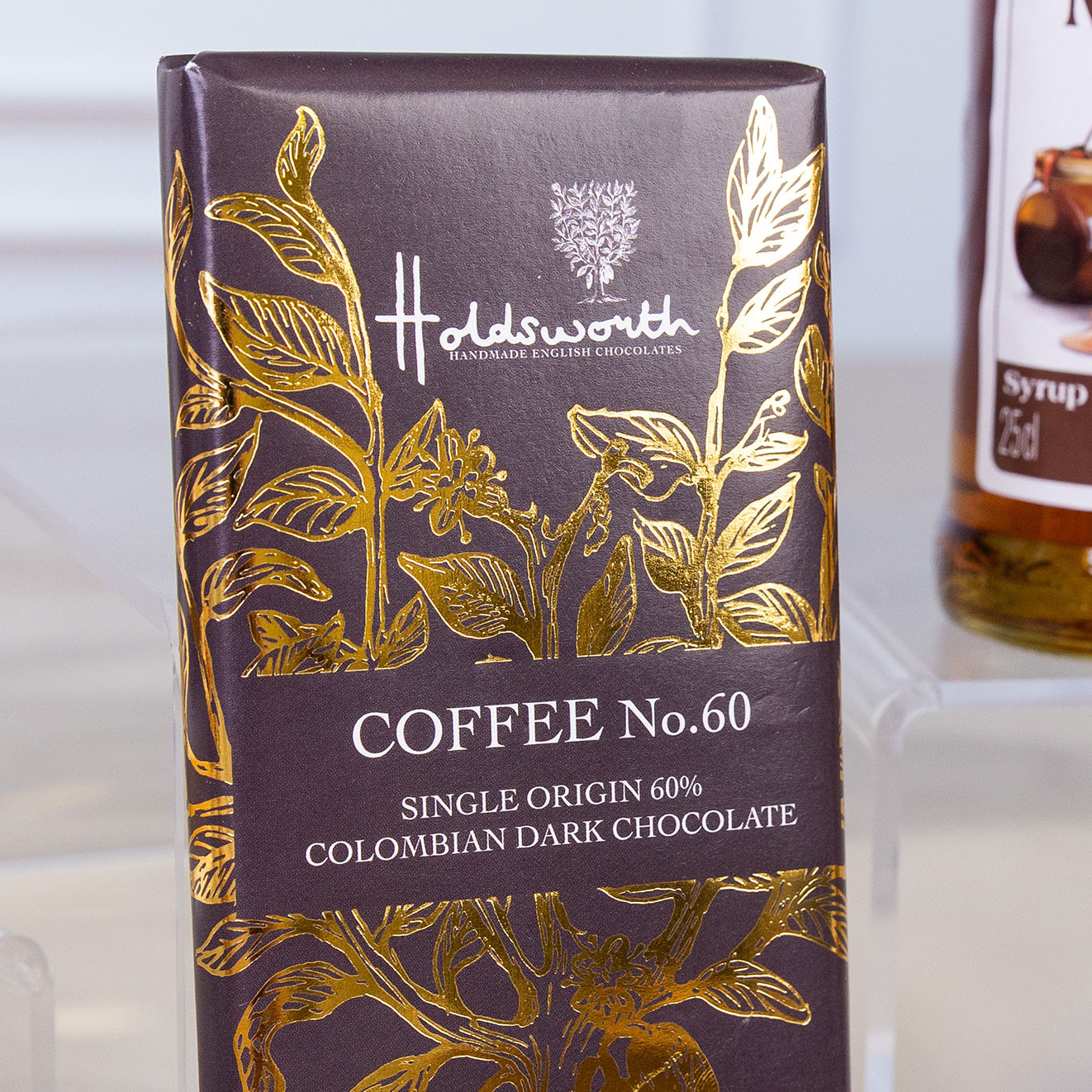 Holdsworth Coffee No.60 single origin Colombian dark chocolate bar in decorative gift packaging.