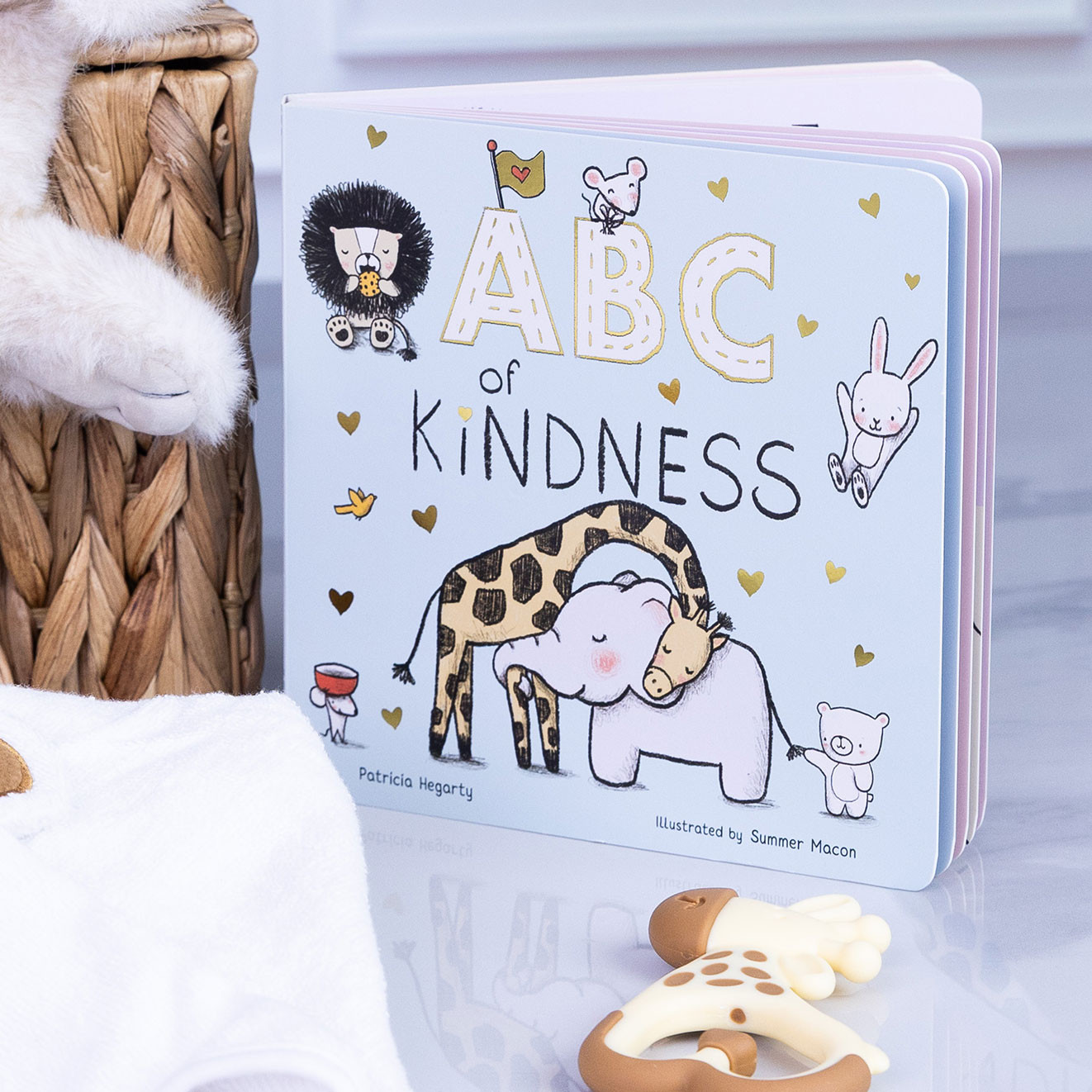 ABC of Kindness illustrated children's board book with charming animal artwork and a colourful hardback cover promoting kindness.
